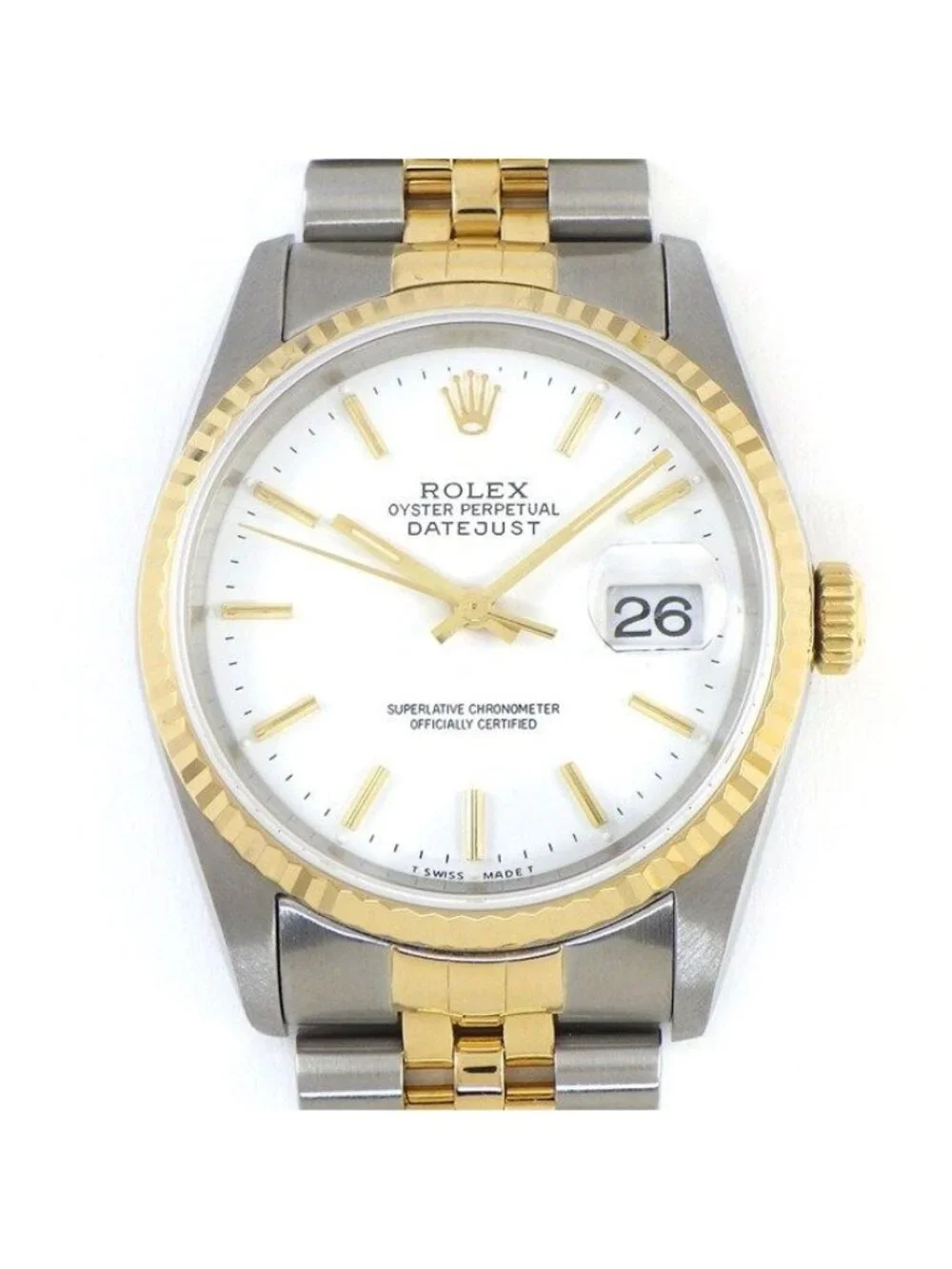 Rolex Watch Datejust L Number 1989 White Dial Full Ted Bezel Jubilee Bracelet